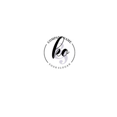 KO Initial letter handwriting and signature logo. Beauty vector initial logo .Fashion  boutique  floral and botanical