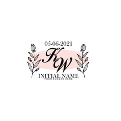 KW Initial letter handwriting and signature logo. Beauty vector initial logo .Fashion  boutique  floral and botanical