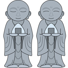 お地蔵様のイラスト（アウトラインあり）