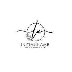 LA Luxury initial handwriting logo with flower template, logo for beauty, fashion, wedding, photography