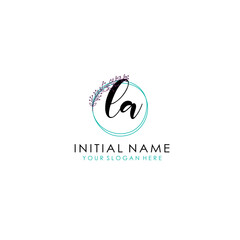 LA Initial letter handwriting and signature logo. Beauty vector initial logo .Fashion  boutique  floral and botanical