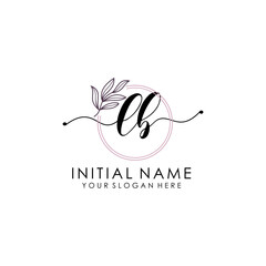LB Luxury initial handwriting logo with flower template, logo for beauty, fashion, wedding, photography
