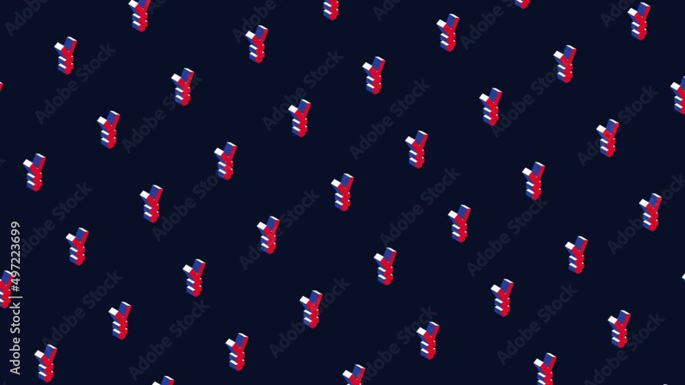 Aufkleber isometric symbols of japanese yen in animated pattern on a dark background. seamless loop animated p