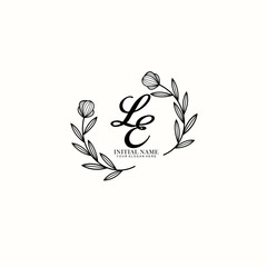 LE Initial letter handwriting and signature logo. Beauty vector initial logo .Fashion  boutique  floral and botanical