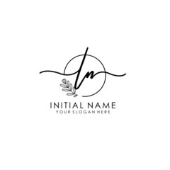 LN Luxury initial handwriting logo with flower template, logo for beauty, fashion, wedding, photography