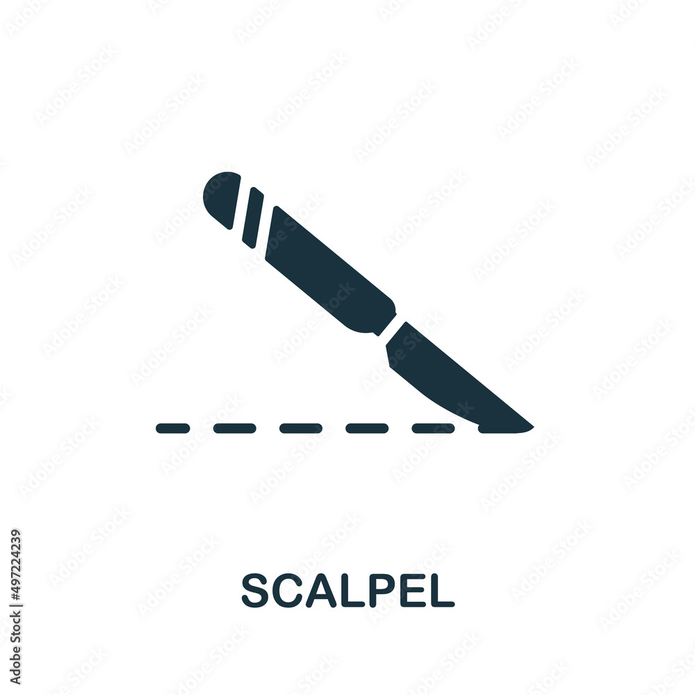 Poster scalpel icon. simple element from healthcare collection. creative scalpel icon for web design, templ