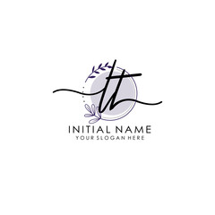 LT Luxury initial handwriting logo with flower template, logo for beauty, fashion, wedding, photography