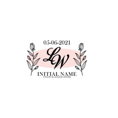LW Initial letter handwriting and signature logo. Beauty vector initial logo .Fashion  boutique  floral and botanical