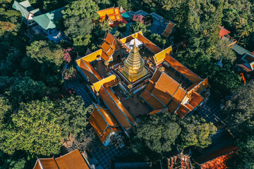  Aerial view of Wat Phra That Doi Suthep temple in Chiang Mai, Thailand