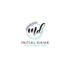 MD Initial letter handwriting and signature logo. Beauty vector initial logo .Fashion  boutique  floral and botanical