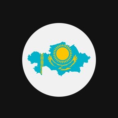 Kazakhstan map silhouette with flag on white background