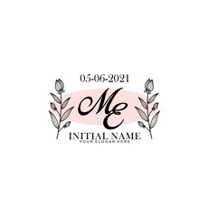 ME Initial letter handwriting and signature logo. Beauty vector initial logo .Fashion  boutique  floral and botanical