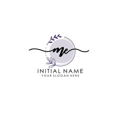 ME Luxury initial handwriting logo with flower template, logo for beauty, fashion, wedding, photography