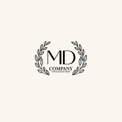 MD Beauty vector initial logo art  handwriting logo of initial signature, wedding, fashion, jewelry, boutique, floral