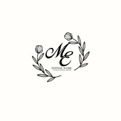 ME Initial letter handwriting and signature logo. Beauty vector initial logo .Fashion  boutique  floral and botanical