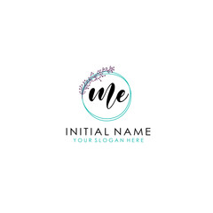 ME Initial letter handwriting and signature logo. Beauty vector initial logo .Fashion  boutique  floral and botanical