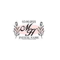 M Initial letter handwriting and signature logo. Beauty vector initial logo .Fashion  boutique  floral and botanical