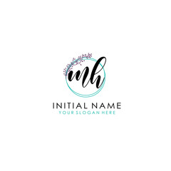 MH Initial letter handwriting and signature logo. Beauty vector initial logo .Fashion  boutique  floral and botanical