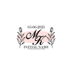 MK Initial letter handwriting and signature logo. Beauty vector initial logo .Fashion  boutique  floral and botanical