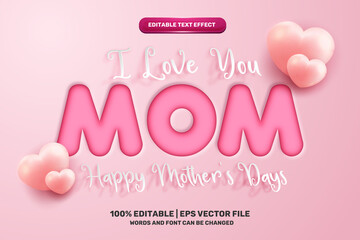 happy mother's day pink cutout paper note Editable text Effect Style