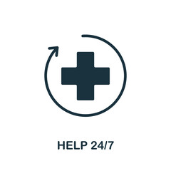 Help 24 7 icon. Simple element from healthcare collection. Creative Help 24 7 icon for web design, templates, infographics and more