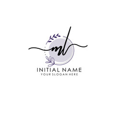 ML Luxury initial handwriting logo with flower template, logo for beauty, fashion, wedding, photography