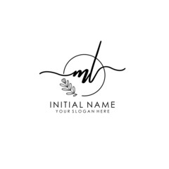 ML Luxury initial handwriting logo with flower template, logo for beauty, fashion, wedding, photography