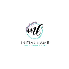Obraz premium ML Initial letter handwriting and signature logo. Beauty vector initial logo .Fashion boutique floral and botanical
