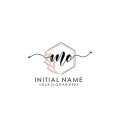 MO Luxury initial handwriting logo with flower template, logo for beauty, fashion, wedding, photography