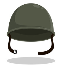 Fototapeta premium Camouflage protective helmet of soldier. Ammunition and uniforms for protection of soldier. Cartoon vector isolated on white background