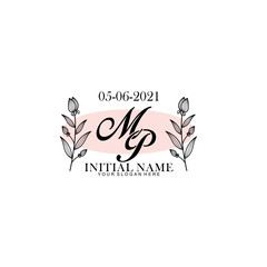 MP Initial letter handwriting and signature logo. Beauty vector initial logo .Fashion  boutique  floral and botanical