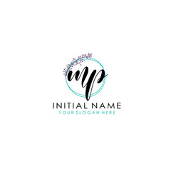 MP Initial letter handwriting and signature logo. Beauty vector initial logo .Fashion  boutique  floral and botanical