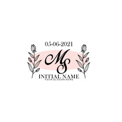 MS Initial letter handwriting and signature logo. Beauty vector initial logo .Fashion  boutique  floral and botanical