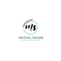 MS Initial letter handwriting and signature logo. Beauty vector initial logo .Fashion  boutique  floral and botanical
