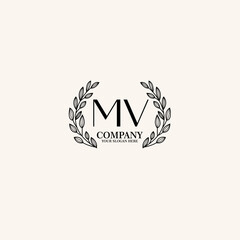 MV Beauty vector initial logo art  handwriting logo of initial signature, wedding, fashion, jewelry, boutique, floral