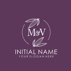 MV Beauty vector initial logo art  handwriting logo of initial signature, wedding, fashion, jewelry, boutique, floral