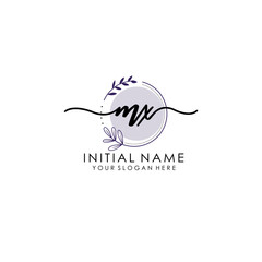 MX Luxury initial handwriting logo with flower template, logo for beauty, fashion, wedding, photography