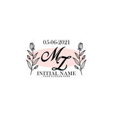 MZ Initial letter handwriting and signature logo. Beauty vector initial logo .Fashion  boutique  floral and botanical