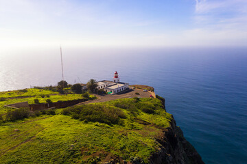 Fototapeta na wymiar Aerial view of the Ponta do Pargo Lighthouse in the Madeira Islands, Portugal