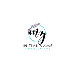 MZ Initial letter handwriting and signature logo. Beauty vector initial logo .Fashion  boutique  floral and botanical