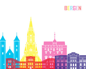 Fototapeta premium Bergen skyline pop