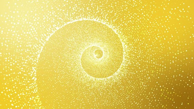 Spiral shiny vortex spinning on a 4K gold background with floating particles.