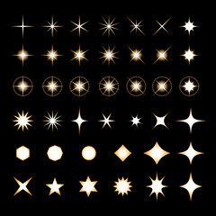 光素材のベクターイラスト素材セット（キラキラ、星）