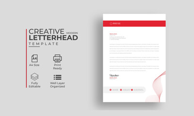 Creative  Modern Clean Corporate Business Letterhead Template Design. professional Letterhead design for your business, print ready, corporate identity letterhead template.