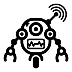 Robot Flat Icon Isolated On White Background