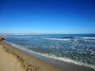 Fototapeta na wymiar Mediterranean beach with waves