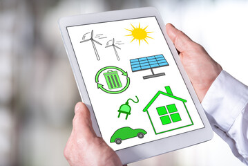 Clean energy concept on a tablet