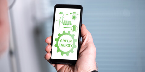 Green energy concept on a smartphone