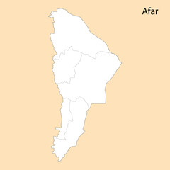 High Quality map of Afar is a region of Ethiopia - obrazy, fototapety, plakaty