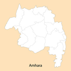 High Quality map of Amhara is a region of Ethiopia
